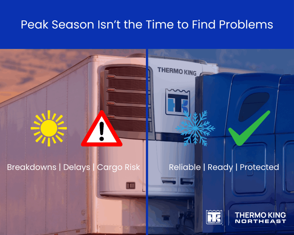 Close up of a Thermo King unit on a truck with comparison of getting maintenance done early vs too late